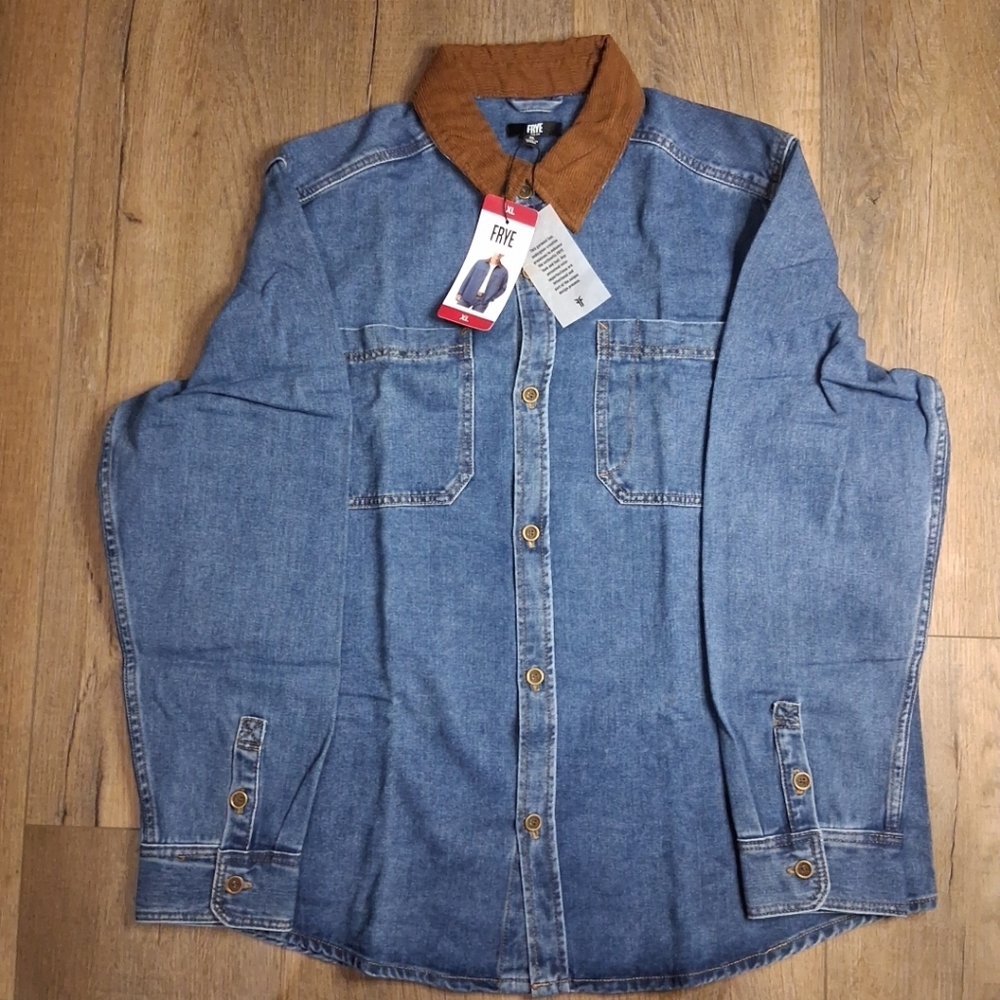 Frye Men's Size XL BLUE Denim Barn Shacket (Shirt +Jacket) NWT